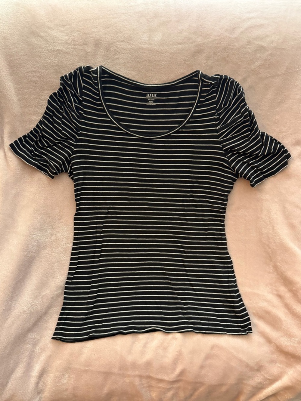 a.n.a Black & White Striped Short Sleeve Scoop Tee